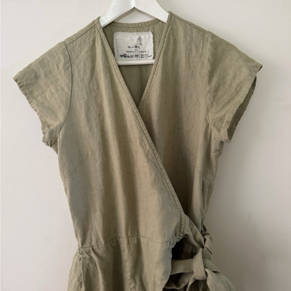 notPERFECTLINEN Sage Linen Wide Leg Jumpsuit